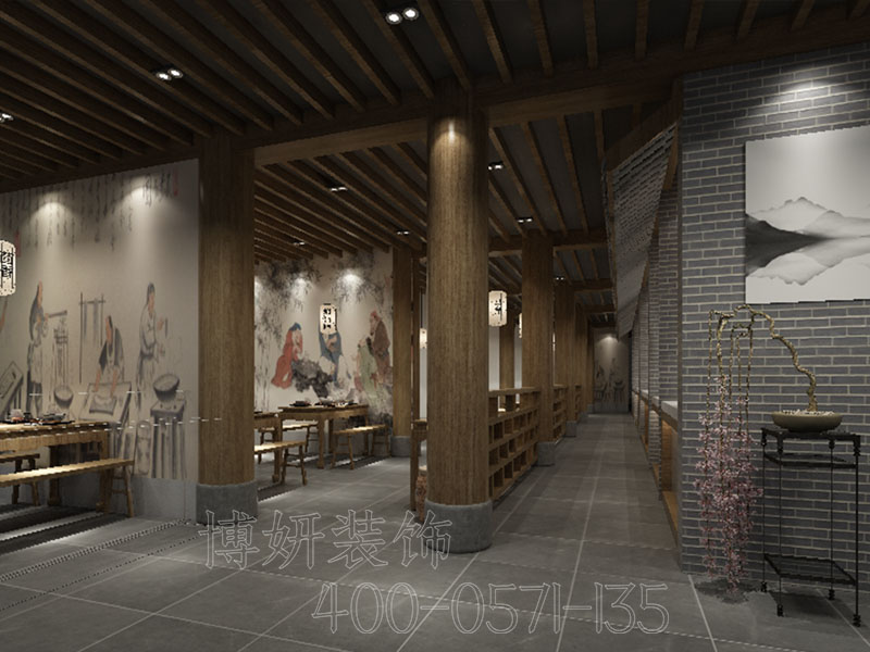 杭州新中式餐厅装修设计，从容优雅，杭州古典餐厅装修公司