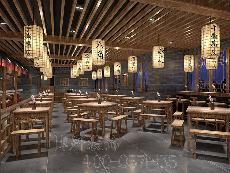 杭州专业中式快餐店装修设计,杭州中式快餐店装修设计公司,杭州快餐厅装修设计公司排名