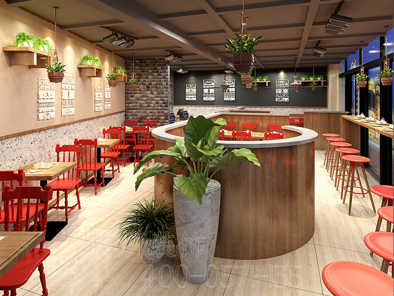 杭州滨江装潢公司，快餐店装修设计，纯粹的设计格调