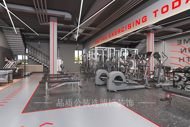 杭州专业健身馆装修,杭州健身房装潢设计公司,杭州健身房装修效果图,杭州装修公司