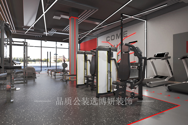 杭州专业健身馆装修,杭州健身房装潢设计公司,杭州健身房装修效果图,杭州装修公司